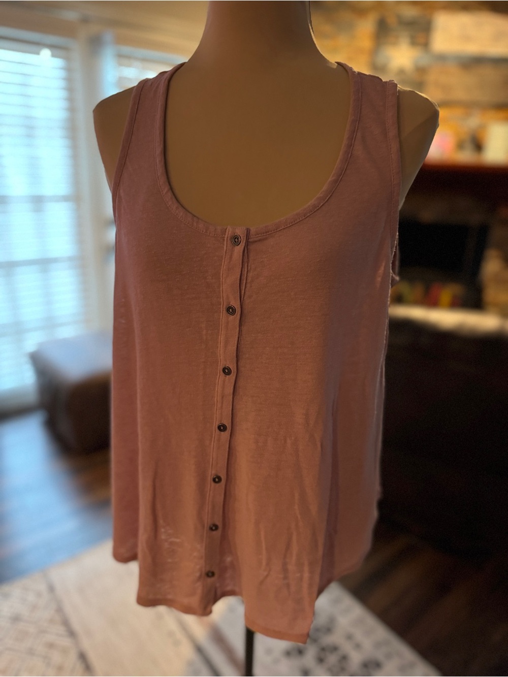 Sonoma Mauve Button-Front Tank Top